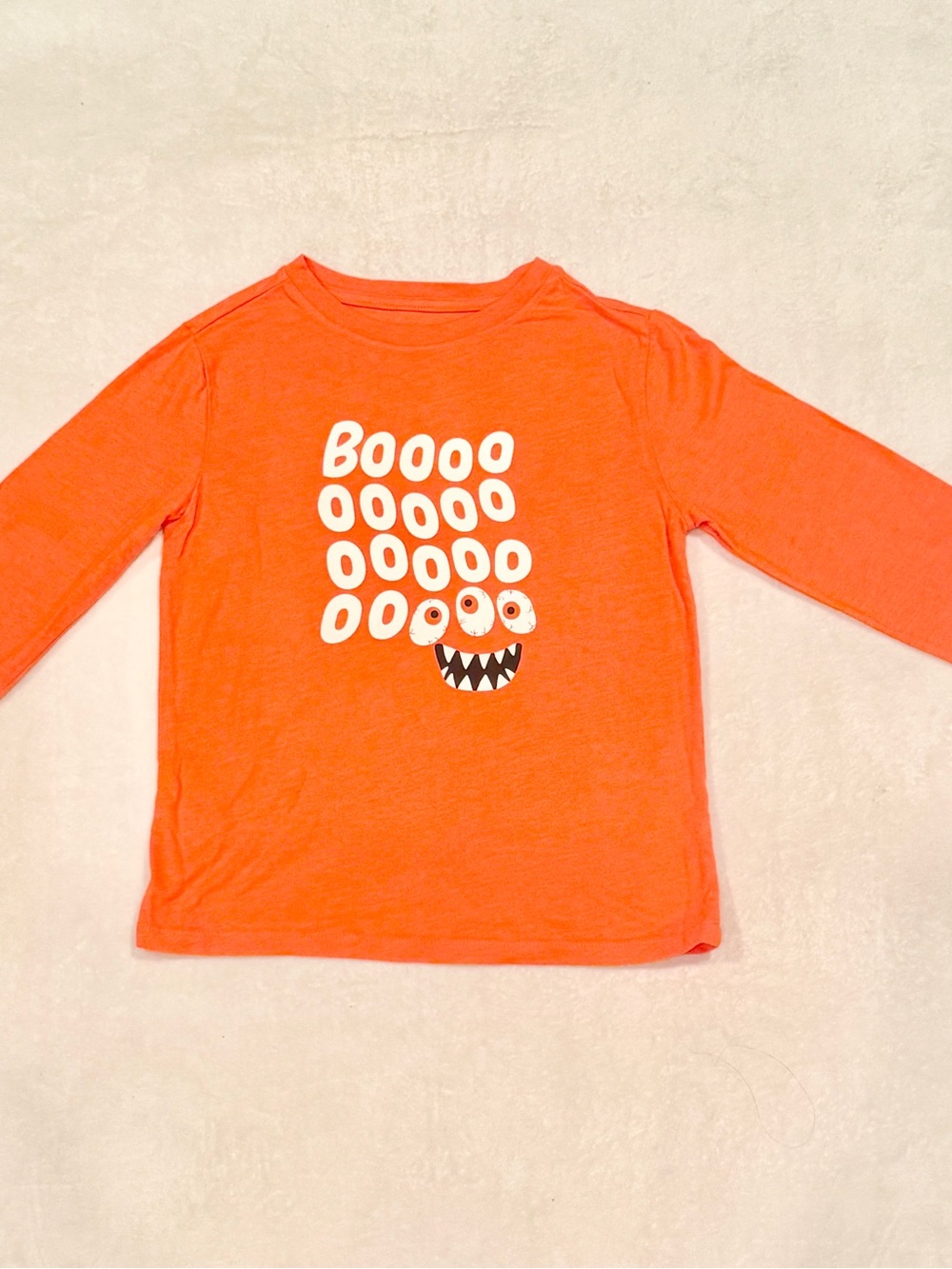 Sz 6/7 Kids' Orange Halloween Monster Long-Sleeve Shirt